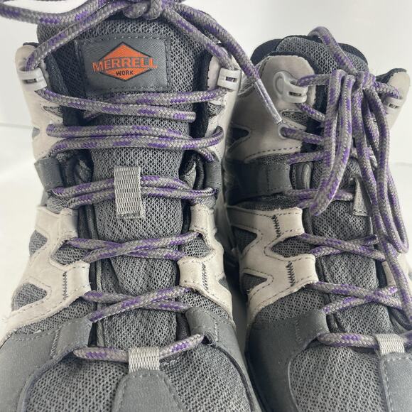 Merrell Work Boots Womens Size 8.5 Waterproof Safety Steel Toe Slip Gray Hike - Picture 7 of 14
